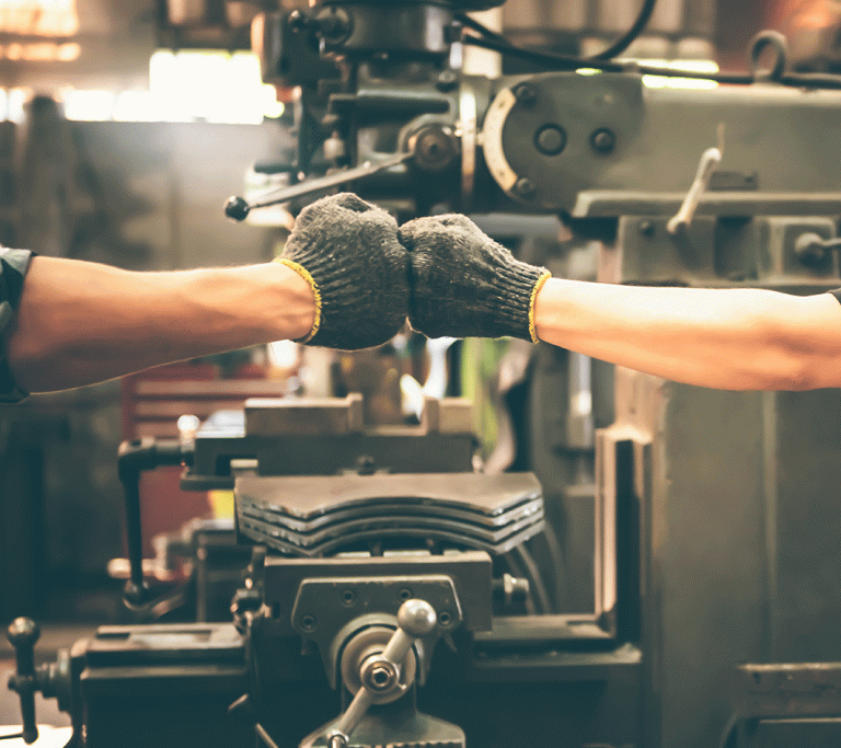 2 Ingenieure nutzten Hand für Faustschlag, um ihre Zusammenarbeit zu zeigen