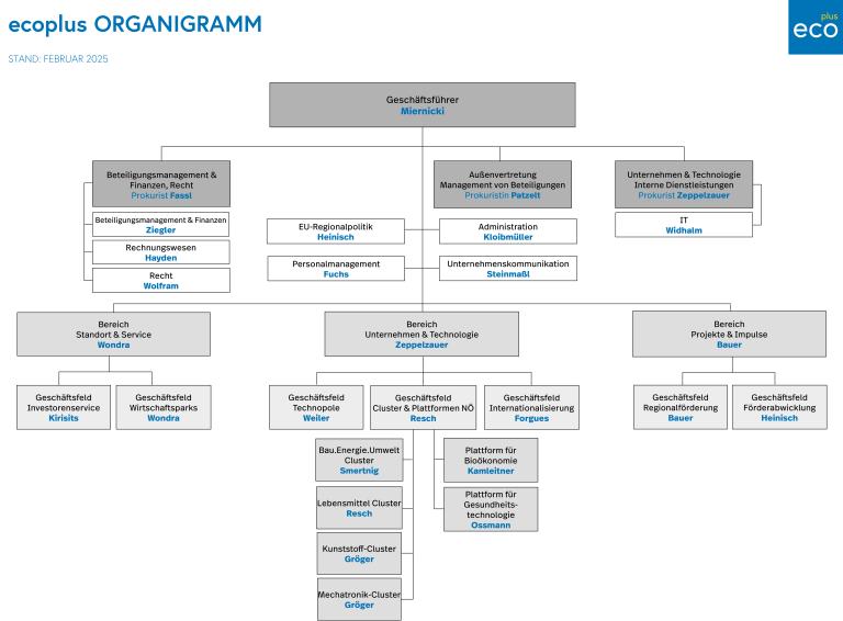 ecoplus Organigramm Februar 2025
