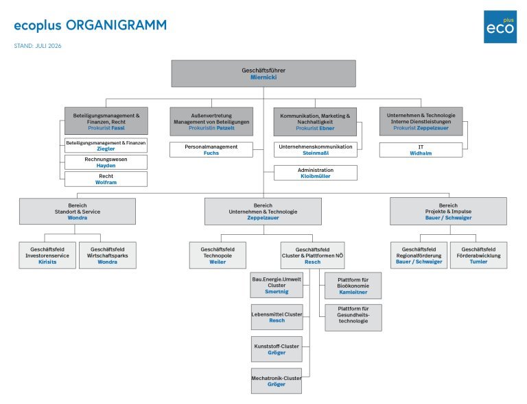 ecoplus Organigramm Juli 2026