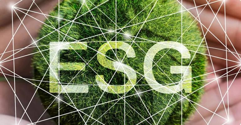 Kreis aus Gras mit ESG-Aufschrift
