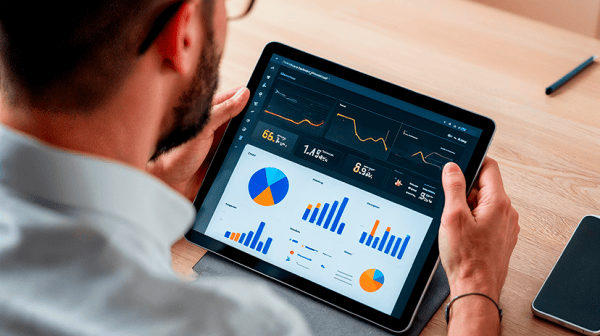 Mann sitzt vor dem Tablett