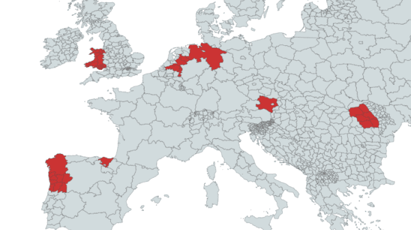 teilnehmende Regionen sind hier auf der Landkarte rot markiert
