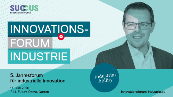 Teaserbild mit Titelaufschrift: 5. Jahresforum für industrielle Innovation