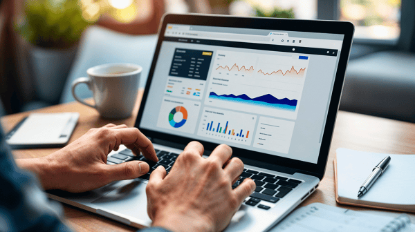 Dashboard einer Datenanalyse am Computer ersichtlich