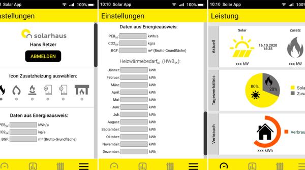Screenshot Open Source Solarhaus App