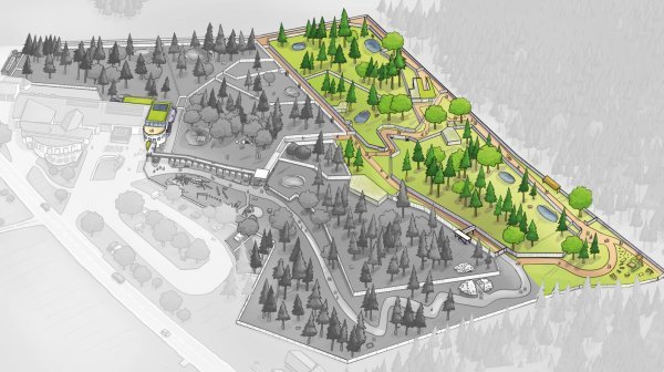 Übersichtskarte vom Gelände des BÄRENWALD Arbesbach mit geplanter Erweiterung