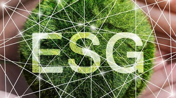 Kreis aus Gras mit ESG-Aufschrift