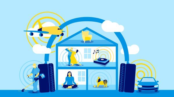 Grafik mit Haus und Lärmquellen