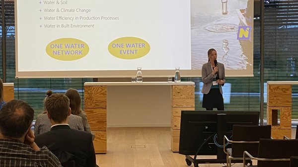 Dame hält Vortrag vor Publikum